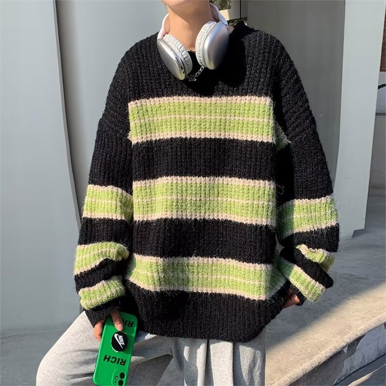 美式街头设计感圆领毛衣男慵懒风休闲针织衫MY13P46，男装针织衫/毛衣，星座1116-2