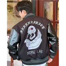 恶魔骷髅蜘蛛十字架骰子多元素夹克重磅棒球服J198，男装夹克，星座1116A（原606A-3）
