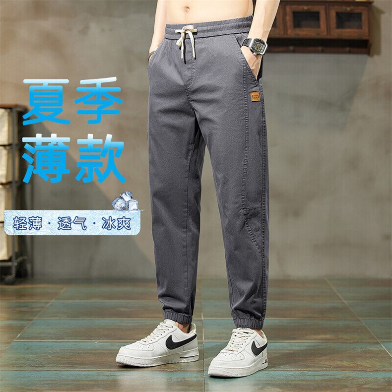 夏季薄款休闲裤男士潮牌宽松束脚九分裤2025夏天运动裤GF718-P35，女装休闲裤，星座509