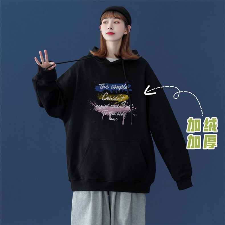 中性秋季潮流英文印花上衣宽松连帽卫衣W226JRP35控58加绒P45,男装卫衣,A247A