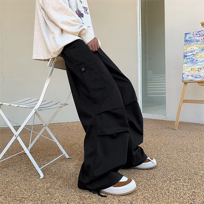 2023日系秋季新款休闲宽松口袋潮抽绳束脚工装裤XZ212-QAK915-P48,男装工装外套,星座212