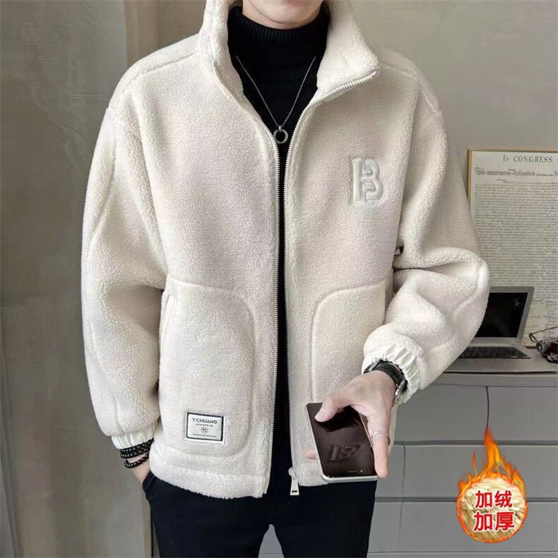欧洲站羊羔毛外套男秋冬季2024新款棉服男装颗粒绒棉衣加厚潮牌，男装棉衣，星座1511