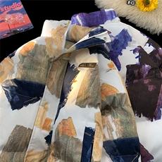 XZ-230-1MY703平铺简约轻奢百搭水墨涂鸦休闲立领面包服P118控158，鞋类箱包手腕包，星座230-1