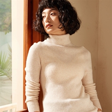 2025年秋季新款一线抽条高翻针织羊绒上衣时尚休闲通勤百搭，女装羊绒衫，高粱穗羊绒