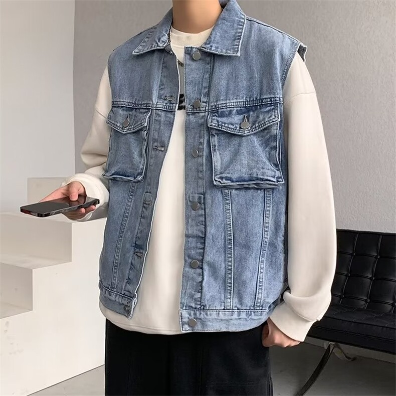 牛仔马甲男韩版潮流高街帅气23春夏季新款ins宽松外套MJ8007-P50,男装背心/马甲,星座1109-3