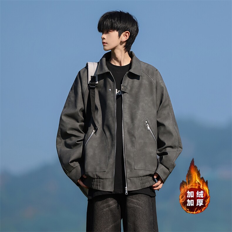 M8606-P90L-8XL冬季大码美式皮棉翻领衣夹克外套,男装夹克,星座109