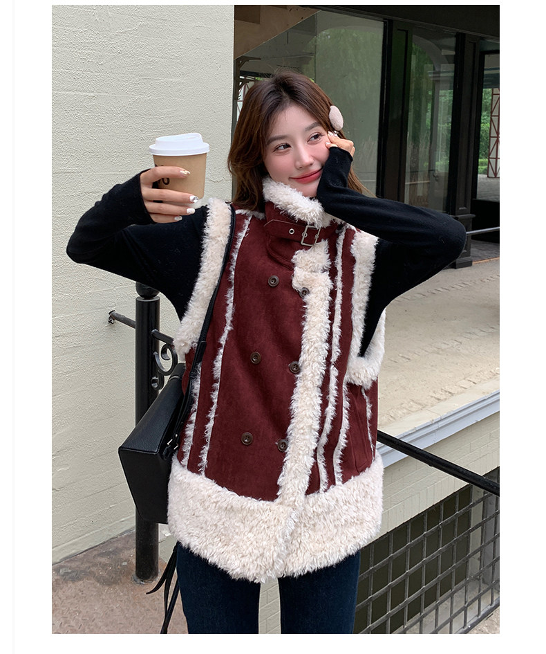 皮毛一体马甲小个子加厚羊羔毛背心女冬季，女装马甲，浙宝113