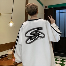 美式三杠条纹复圆领卫衣秋冬男女宽松长袖SW2482-P45控6850棉，男装卫衣，电商B370