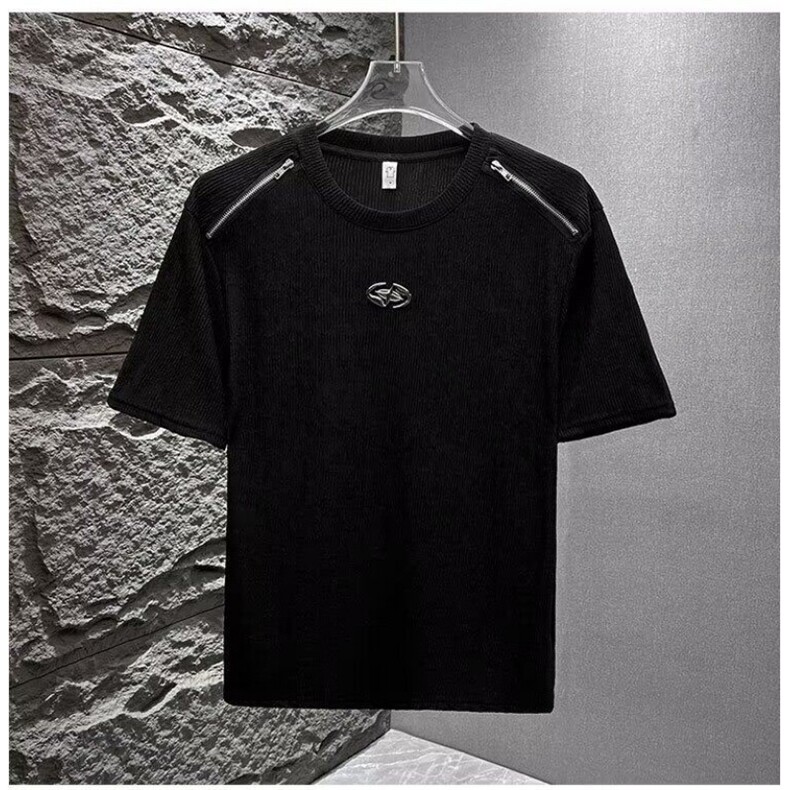 M417-P35夏季衣服高端T恤短袖男纯色2025新宽松休闲潮流百搭,男装T恤,星座617A-1（原B318A）