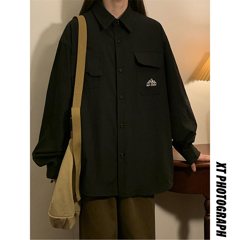 工装休闲刺绣男女同款百搭中性衬衫CS067-P40控58,男装衬衫,电商A132（原电商B245）