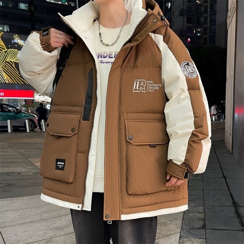 79012-特P258连帽羽绒服男款冬季加厚白鸭绒保暖潮牌宽松外套,男装羽绒服,电商D310B