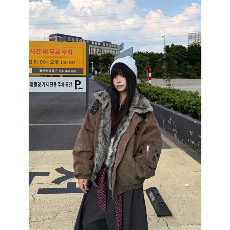 羊羔绒毛棉袄男士冬季2025新款加厚加绒连帽棉衣冬装情侣棉服外套,男装棉衣,四季星座505