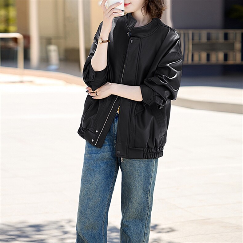 现货2024新美拉德穿搭口碑仿羊皮宝藏私服C位复古皮衣外套女秋冬,女装皮衣,江南女神