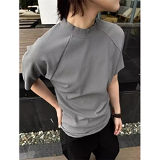 WE1629-P25灰色小领口短袖男夏季半高领正肩t恤肌理感修身，男装T恤，电商B323A