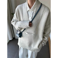 M28-P492025秋冬新款开衫毛衣美式复古休闲慵懒风V领针织衫，男装针织衫/毛衣，电商B323A