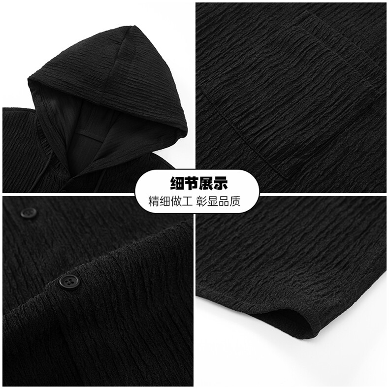 2023日系大码连帽排扣夹克男春季美式潮流垂感防晒衣外套J511-P45,男装夹克,电商A082