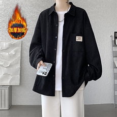 加绒衬衫男冬季新款港风宽松灯芯绒保暖长袖衬衣JR25-P48，男装衬衫，星座214-3