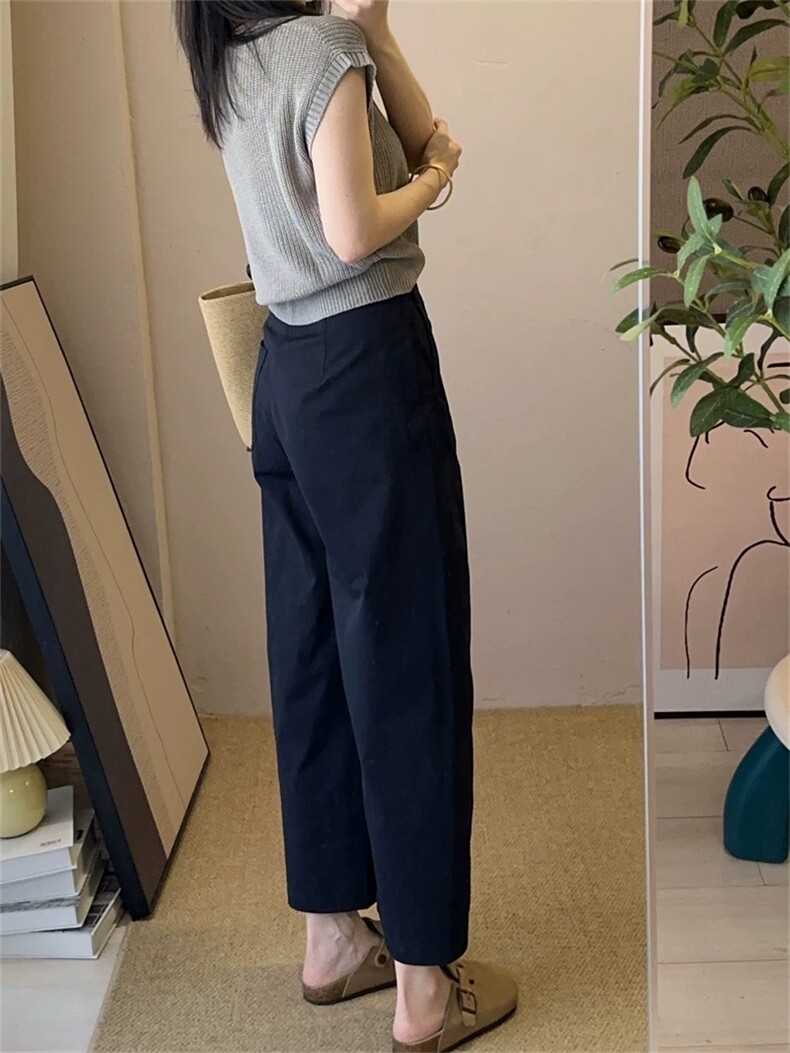 高腰显瘦九分休闲裤一抚就平高级感镰刀裤,女装休闲裤,湘姗