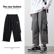 2021春季新日系白墙大码男工装裤抽绳束脚九分裤休闲裤K2821-P40，男装休闲裤，电商A001