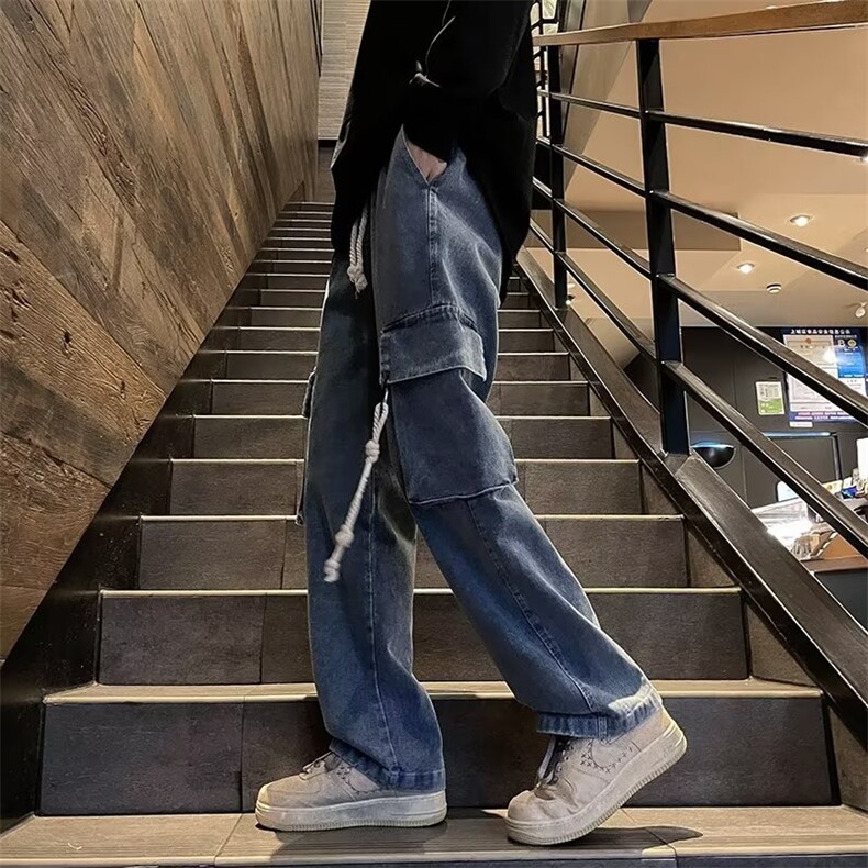 美式高街工装水洗直筒牛仔裤N858-P50,男装牛仔裤,星座308B-1