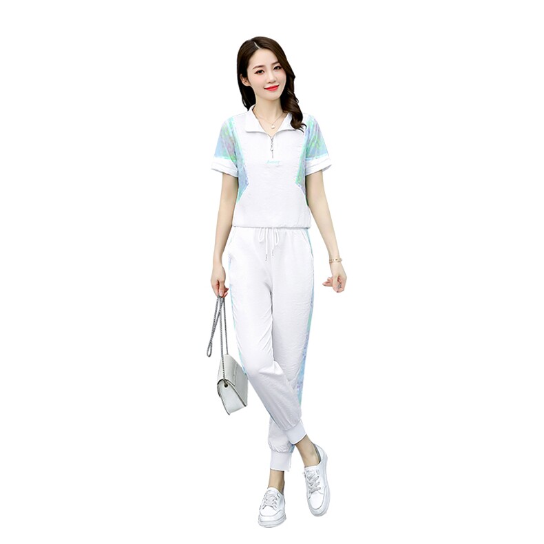 现货2022年夏季时尚气质拼色两件套休闲套装,女装套装/套裙,艾仟回(原伊仟回)