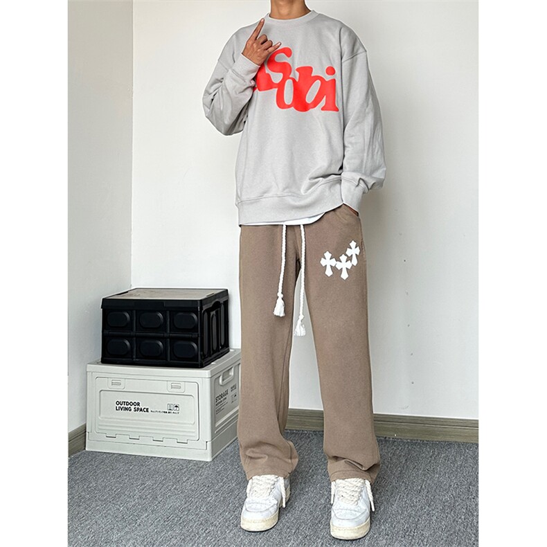港风水洗大码休闲裤直筒裤卫裤拖地裤A014-DY23312-P65控88,男装休闲裤,电商A014