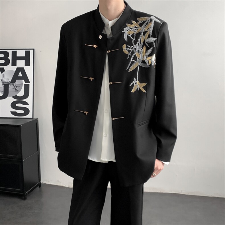 新中式男士秀禾服立领中山装结婚礼服新郎订婚立领唐装外套礼服,男装民族服装,星座909