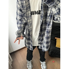 美拉德痞帅格子衬衫男春秋季高级感cleanfit情侣宽松长袖衬衣外套，男装衬衫，星座1008