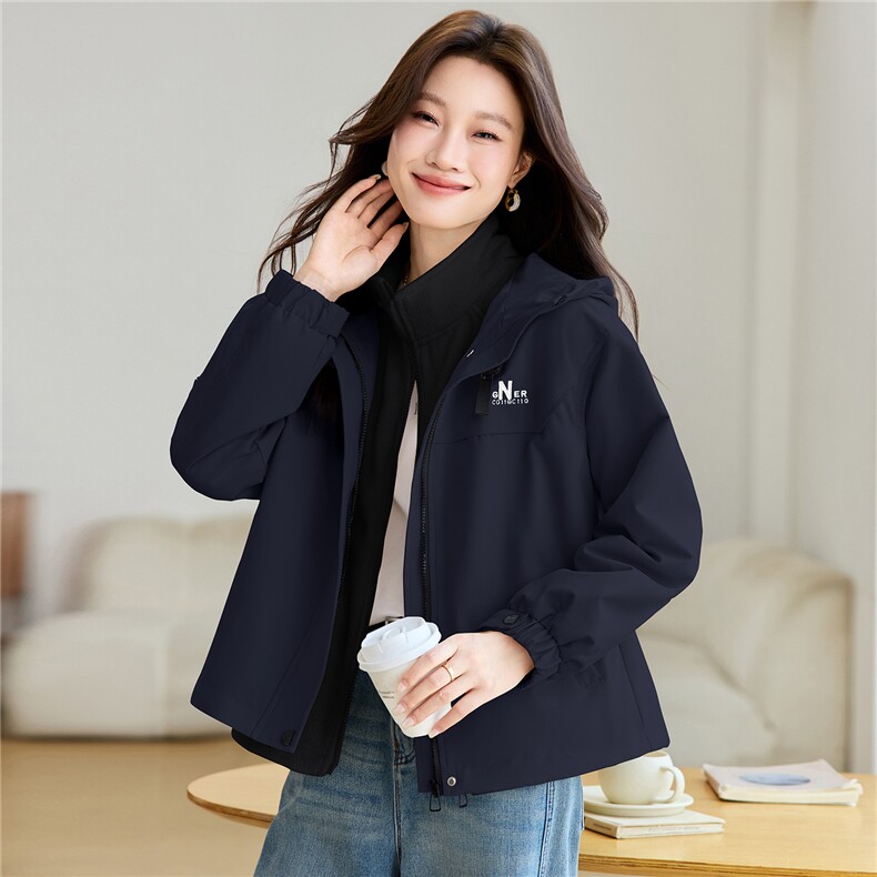 2026年春季派克服可拆卸两件套摇粒绒内胆外套冲锋衣,女装派克服,简韵佳