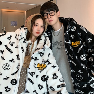羊羔毛绒外套加绒夹克棉袄棉服棉衣男连帽P80立领P70