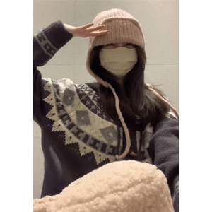 重磅秋冬北极绒开衫毛衣美式复古休闲慵懒风牛角扣针织衫连帽外套,秋季军绿色短款外套怎么搭配图片