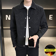 加绒加厚夹克外套男2025新款秋冬季麂皮PU皮衣A313-1808-1-P145，男装夹克，电商A313