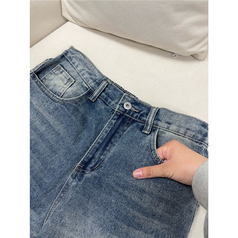 B221美式ins高街暗黑拼接扎花修身微喇牛仔裤LK25607-特P45控78,男装牛仔裤,电商B221