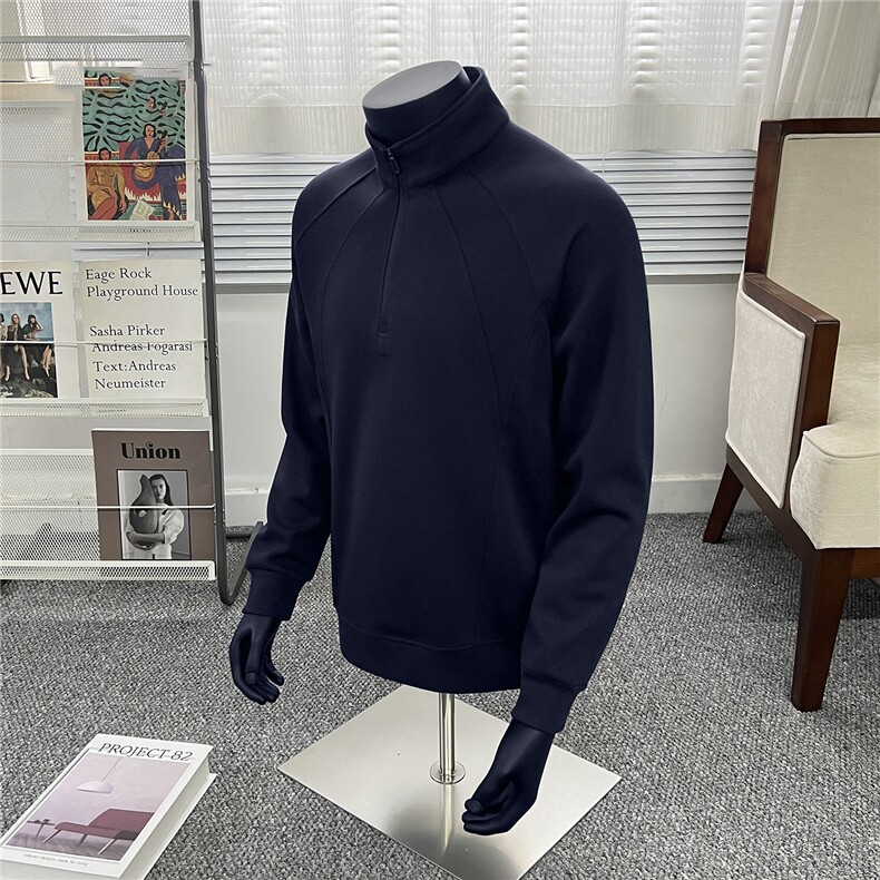 假模立领半拉链卫衣男秋季2025新款宽松长袖男A436-5108-P55,男装卫衣,电商A436