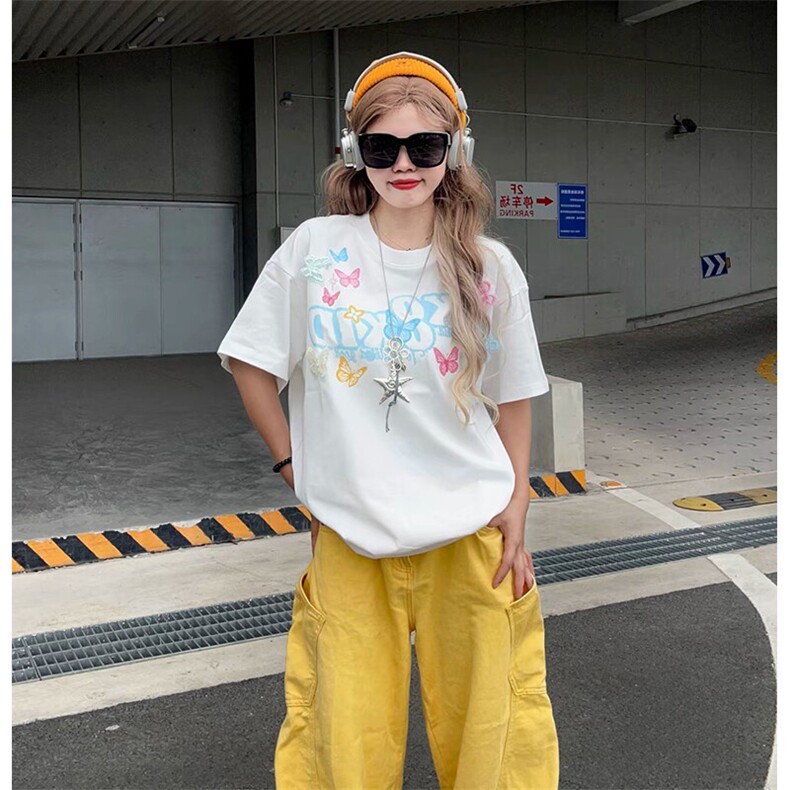 万针全刺绣工艺抖音得物高品质260克重磅纯棉双纱美式高街短袖T恤，男装T恤，电商A486