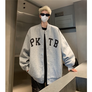 主推 美式简约学院风棒球服情侣宽松夹克外套男女上衣 G1095 P78图片