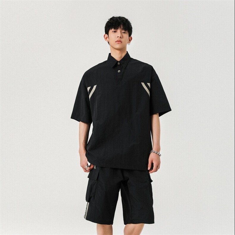 美式复古轻薄拼色短袖polo衫套装装休闲外套A406TZ3079特P60,男装Polo衫,星座309（原A406）
