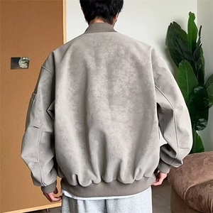 F078-P76 美式复古皮衣外套男款春秋高级感夹克棒球服上衣图片