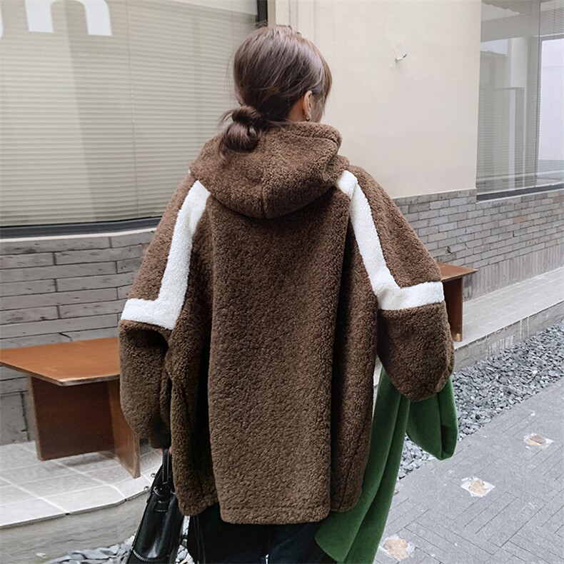 24冬装新品简约廓形拼色皮毛一体中长款外套2C239-S25-P185-K278,女装皮草,2C239