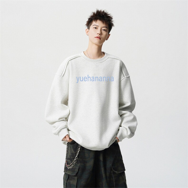得物供货、重磅420克现货圆领卫衣宽松HD019-1-WY2754LL-P35,男装卫衣,电商019-1