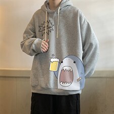 纯棉连帽卫衣男大码运动帽衫宽松薄WY2137-P35加绒款-P40，男装卫衣，电商A040