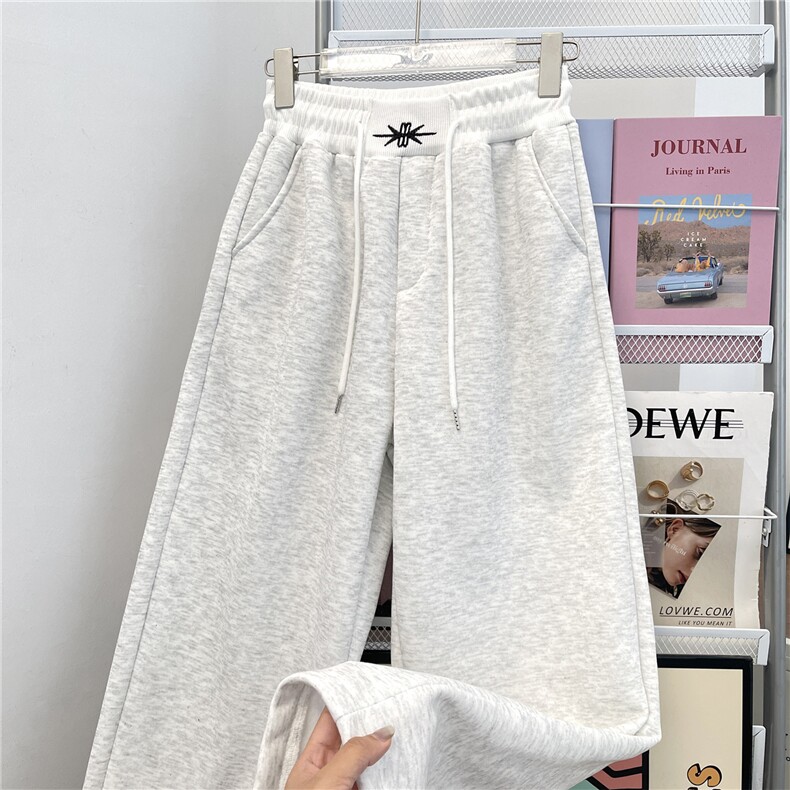 1506-1/KBK031/P44新款加绒加厚男女宽高腰显瘦抽绳直筒阔腿卫裤，男装休闲裤，星座1506-1