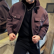 秋冬多口袋设计感防风立领冲锋衣加厚棉服短款外套男M25022-P183，男装夹克，电商A213