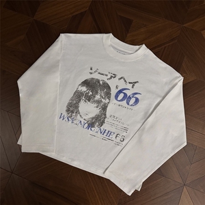 现货～203-6 F2566 P29特 260克纯棉涩谷女孩手绘vintage长袖T恤图片