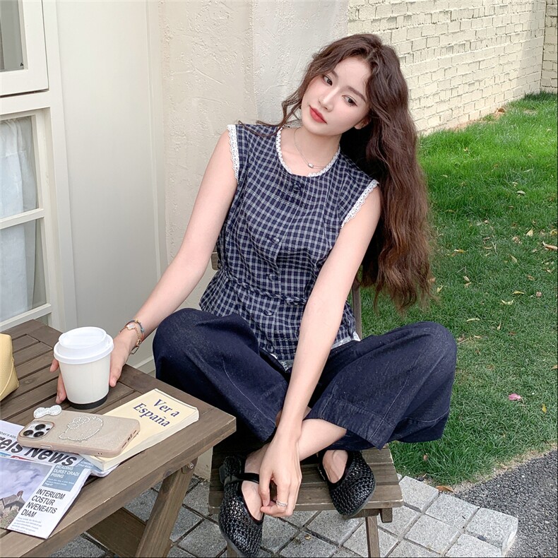 夏季阔腿裤无袖衫时尚两件套女,女装套装/套裙,秋水欣儿