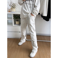 B221美式ins高街小众假破洞修身微喇牛仔裤LK22065-P65控88，男装牛仔裤，电商B221