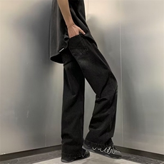 潮流复古水洗牛仔裤男女宽松直筒hiphop垂感设计长裤子N2216-P45，男装牛仔裤，星座1008