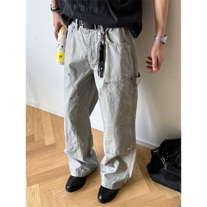 1506-1/K73011/P72大口袋直筒宽松大理石纹工装裤伞兵裤男女同款图片