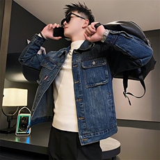 AF171/P128控168秋季社会小伙休闲工装口袋痞帅牛仔夹克男图首，男装夹克，星座305B-1