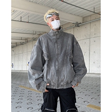 2025秋冬装解构水洗重工倒装立领宽松牛仔夹克外套A025-Y66-P88，男装夹克，电商A025